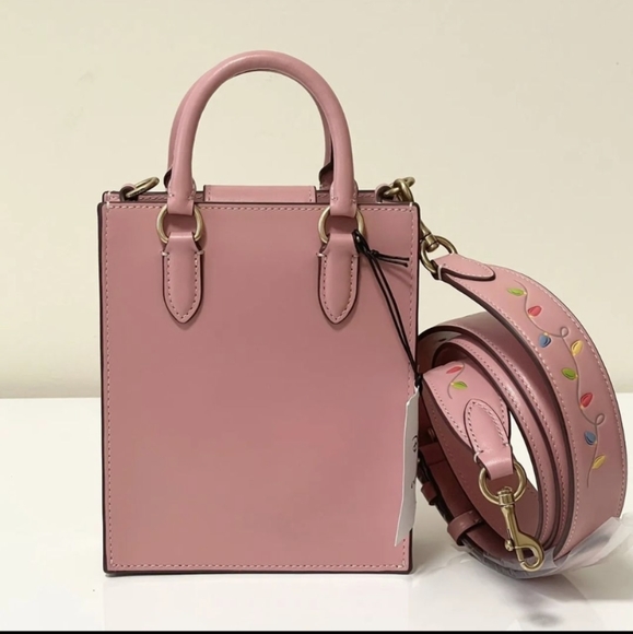 NWT Coach CN023 Disney X Coach North South Mini Tote with Ice Skate Motif Blush - Picture 4 of 5